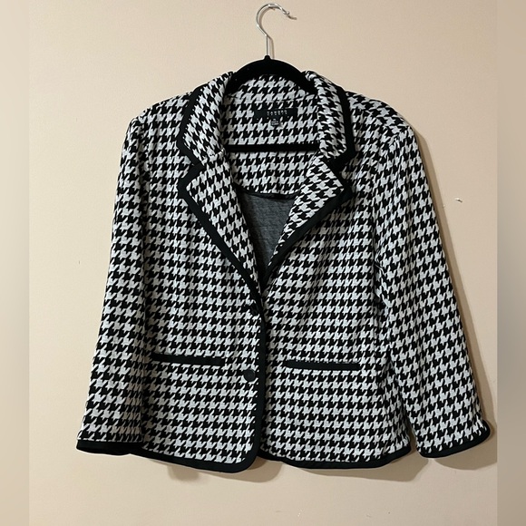 Sandro Black and White Houndstooth Blazer Size XL - Picture 1 of 7